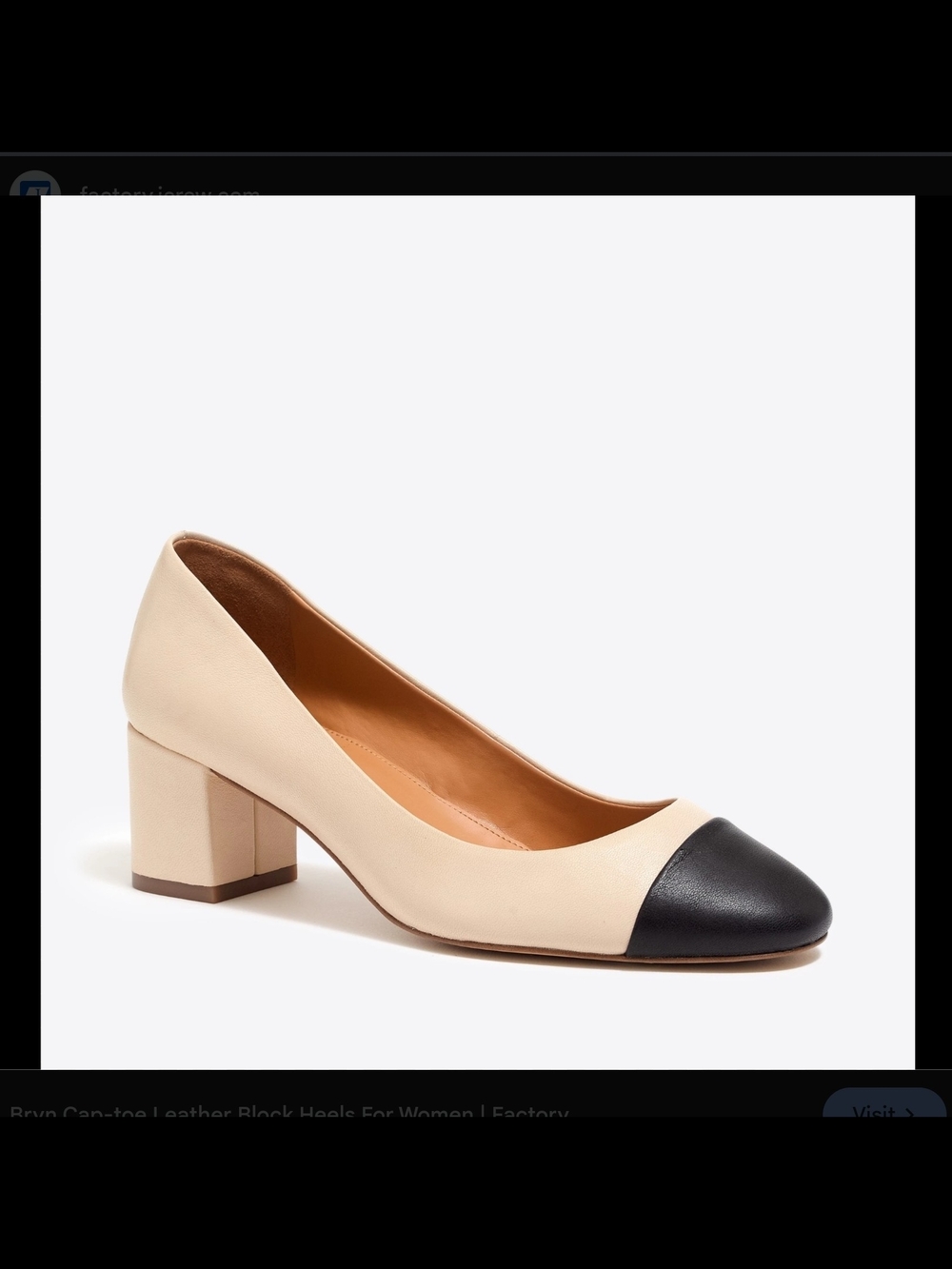 J. Crew Bryn Two-Tone Beige Pump with Black Cap Toe Size 8
